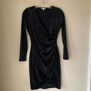 Black Crushed Velvet Wrap Dress Extra Small